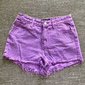 Purple Denim Cut Off Shorts